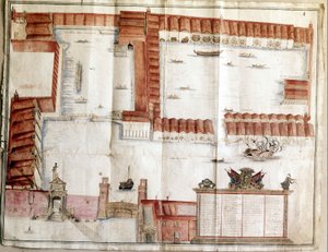 Kaart van het Arsenal van Venetië in 1580. door Italian School