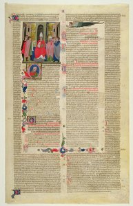 Marlay Cutting IT.3: Blad met miniatuur uit Gratians Decretum met de zaak van de bisschop beschuldigd van vleselijke zonde