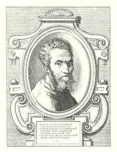 Michael Angelus Bonarota, bloem van de Toscanen, meester van schilder- en beeldhouwkunst, uitvinder van de tweede kunst door Italian School