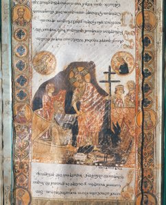 Miniatuur die de Opstanding van Jezus Christus toont uit Exultet I door Italian School