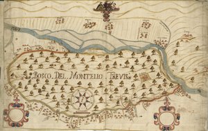 Montello, kaart, 18e eeuw, Veneto, Italië door Italian School