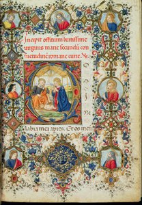 Ms 154 f.14r Aanbidding van het Christuskind, uit een Getijdenboek, Italiaans