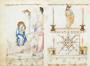 Ms 43-1950 fol.3v De Vlucht naar Egypte, uit Speculum Humanae Salvationis door Italian School