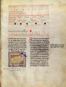 Ms Latin 7272 fol.112 Verluchte kalenderpagina voor maart, 14e eeuw door Italian School