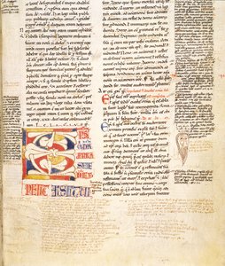 Detail van een plantvormige gehistorieerde initiaal C uit Gratians Decretum, late 12e eeuw door Italian School