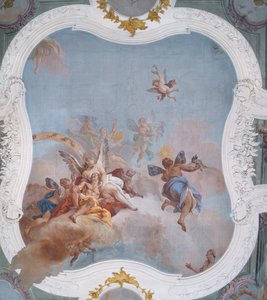 Mythologische scène met de dierenriem door Italian School