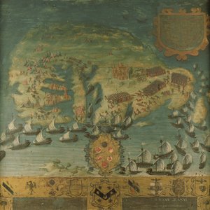 Zeemansoverwinning van Don Garcia de Toledo in Malta (Biccherna), 1565