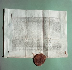 Officieel document van keizer Karel IV (1316-1378) waarin de Universiteit van Siena (Universita di Siena) officieel wordt gecertificeerd als het General Studium door Italian School