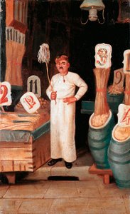 Oude ambacht: de winkel van de pastaverkoper door Italian School