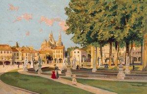 Padova / Padova: Piazza Vittorio Emanuele, Prato della Valle (chromolitho) door Italian School