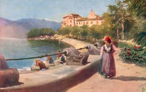 Pallanza, Lago Maggiore, Italië (kleurenlitho) door Italian School
