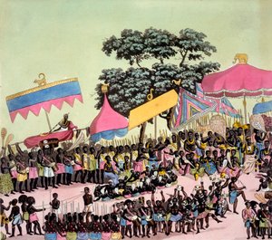 Panoramisch uitzicht op de Yam Custom, uit Costumi dei... door Giulio Ferrario, ca. 1820-30 door Italian School