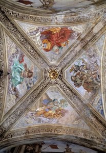 Patriarchen Adam, Abraham, Jacob en Noach. 14e eeuw, fresco door Italian School