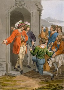 Boeren die tienden geven, Alpenregio, ca. 1800-18 door Italian School