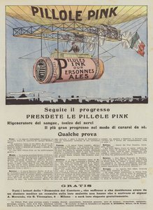 Roze pillen (kleurenlitho) door Italian School