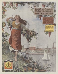 Poggi  Astengo (kleurenlitho) door Italian School