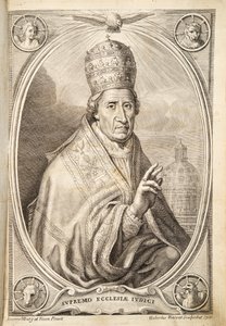 Paus Clemens XI, pub. 1717 (gravure) door Italian School