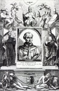 Paus Hadrianus II (gravure) door Italian School