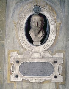 Portretbuste van Joannes Stradanus, Vlaams schilder, tekenaar en tapijtontwerper, geboren als Jan van der Straet in Brugge, werkte in Italië, ook bekend als Giovanni Stradano (1523-1605)