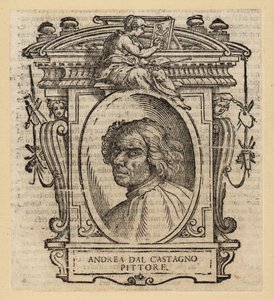 Portret van Andrea dal Castagno, Italiaanse schilder uit Florence, circa 1419-1457