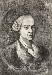 Portret van Carlo Goldoni (1707-1793), Italiaanse toneelschrijver, gravure door Marco Pitteri naar schilderij van Giambattista Piazzetta en tekening door E. Ximenes door Italian School