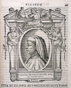 Portret van Filippo Brunelleschi (1377-1446) uit Vasaris Levens van de Kunstenaars, voor het eerst gepubliceerd in 1550 door Italian School