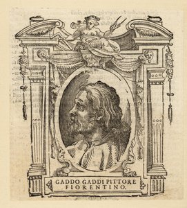 Portret van Gaddo Gaddi, Italiaanse schilder en mozaïekkunstenaar uit Florence in gotische kunststijl, circa 1239-circa 1312