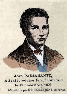 Portret van Giovanni Passannante (1849-1910) die de aanslag op de Italiaanse koning Umberto I in Napels in 1878 uitvoerde, naar het portret opgesteld door Cesare Lombroso (1835-1909). Dit evenement inspireerde de dichter Giovanni Pascoli (1855-1912) in een door Italian School