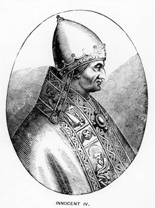 Portret van paus Innocentius IV (overleden 1254) illustratie uit Science and Literature in the Middle Ages and Renaissance, geschreven en gegraveerd door Paul Lacroix, 1878 door Italian School