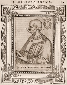 Portret van Paus Simplicius, ca. 1760 (gravure) door Italian School