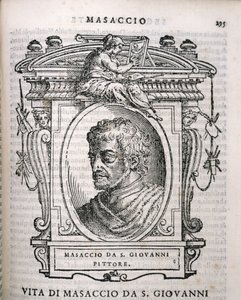 Portret van Tomaso Masaccio uit Vasaris Levens van de Kunstenaars, voor het eerst gepubliceerd in 1550 door Italian School