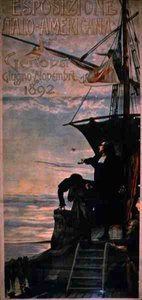 Poster die de Italiaans-Amerikaanse Tentoonstelling in Genua adverteert door Italian School