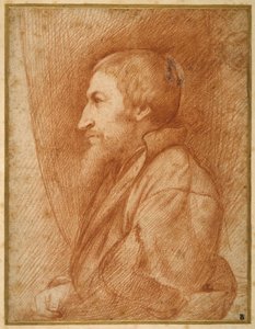 Profielportret (zelfportret?) van een bebaarde man door Italian School