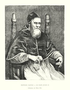 Raphael Sanzio, Paus Julius II, Collectie van het Pitti-paleis (gravure) door Italian School