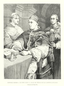 Raphael Sanzio, Paus Leo X, Jules de Medicis en de Kardinaal de Rossi, Collectie van het Pitti Paleis