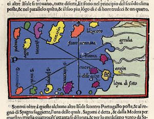 Voorstelling van de Kaapverdische eilanden. Isolario (kaart van eilanden) door Benedetto Bordone. Venetië 1547 door Italian School