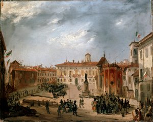Revoluties van 1848, Vijf Dagen van Milaan: Oostenrijkse gevangenen op het Borromeo-plein op 20 maart