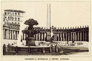 Rome: Colonnato en Fontein van S. Pietro Vaticaan door Italian School
