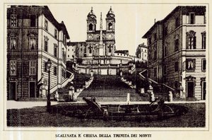 Rome: Trappen en Kerk van de Trinita dei Monti door Italian School