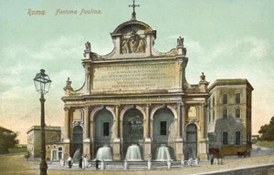 Rome, Italië, Fontana Paolina (kleurenlitho) door Italian School