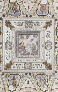 Kamer van Jupiter en Mercurius: Jupiter, Mercurius en Cupido, omringd door de vier seizoenen door Italian School
