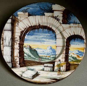 Ruïne en landschap (circa 1650) door Italian School