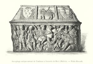 Antieke sarcofaag gebruikt als graf voor Averardo dei Bicci, Medici, Riccardi-paleis door Italian School