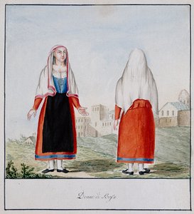 Sardijnse kostuums van Bosa, gedrukt ms.258, Luzzetti Collectie door Italian School