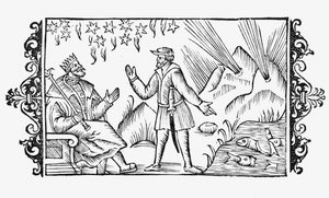 Scène van waarzeggerij, illustratie uit Historia de Gentibus Septentrionalibus door Olaus Magnus, uitgegeven Rome, 1555 door Italian School