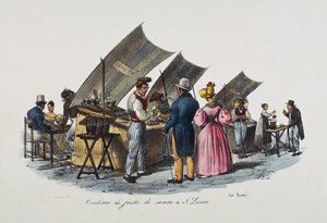Visverkoper in Santa Lucia, Napels door Italian School
