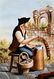 Sorbetverkoper, prent, Italië