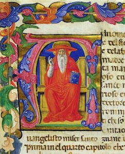 St. Jerome, uit een Mariegola van de lekenbroederschap van St. Jeroma, c.1400 door Italian School