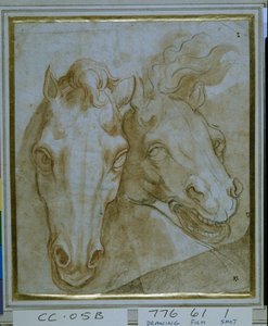 Studies voor de hoofden van twee paarden door Italian School