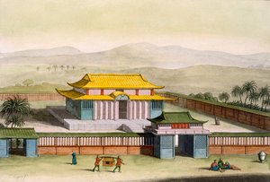 Tempel Daibods in een compound op het platteland, uit Costume dei... door Giulio Ferrario, c.1820s-30s